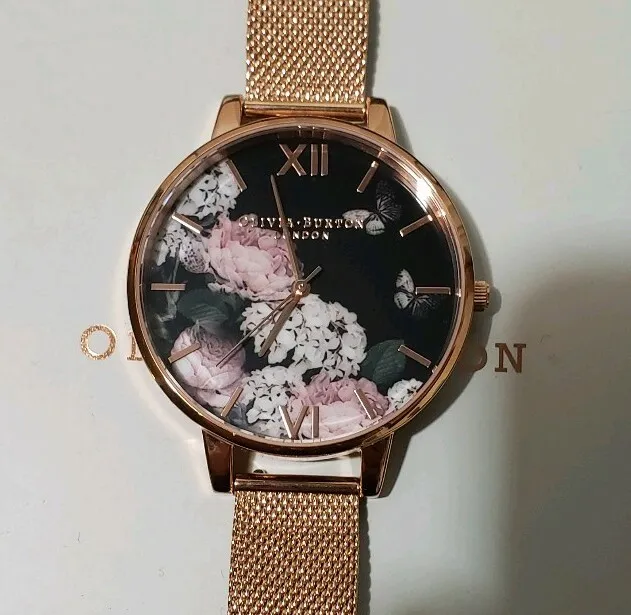 Olivia Burton OB16WG55 Firma Floral Reloj Con 38mm Negro Floral Cara