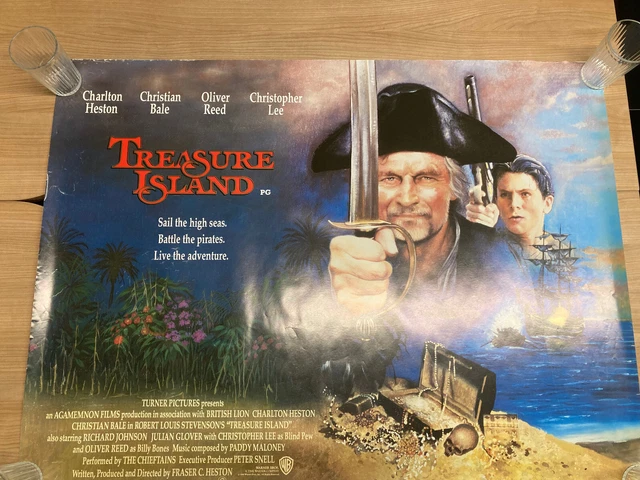 TREASURE ISLAND 1990 Original rolled Quad Poster Charlton Heston ...