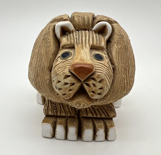 Artesania Rinconada LION Pottery Ceramic Figurine 2.5” T Figure Uruguay Vintage