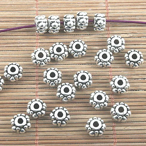 20pcs 7.7*5mm tibetan silver color studded flower design spacer beads EF0334