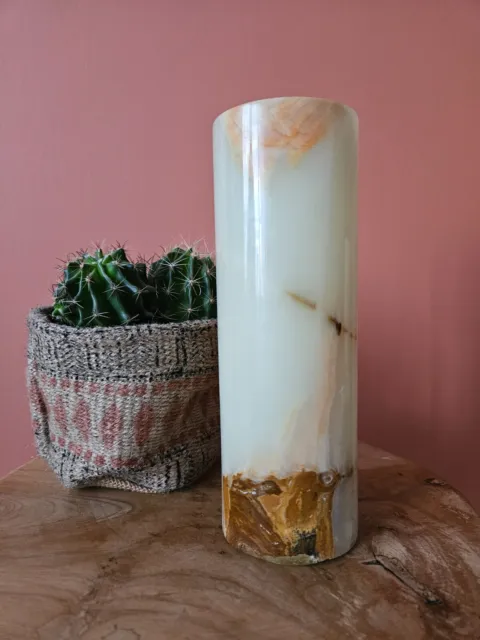 Magnifique Vase en Pierre Onyx - forme cylindrique
