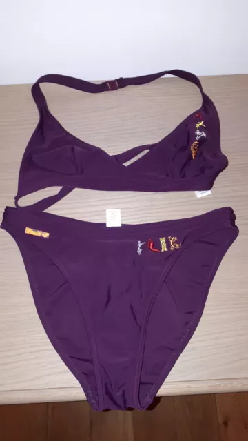 Maillot de bain 2 pièces violet marque Décathlon taille 38