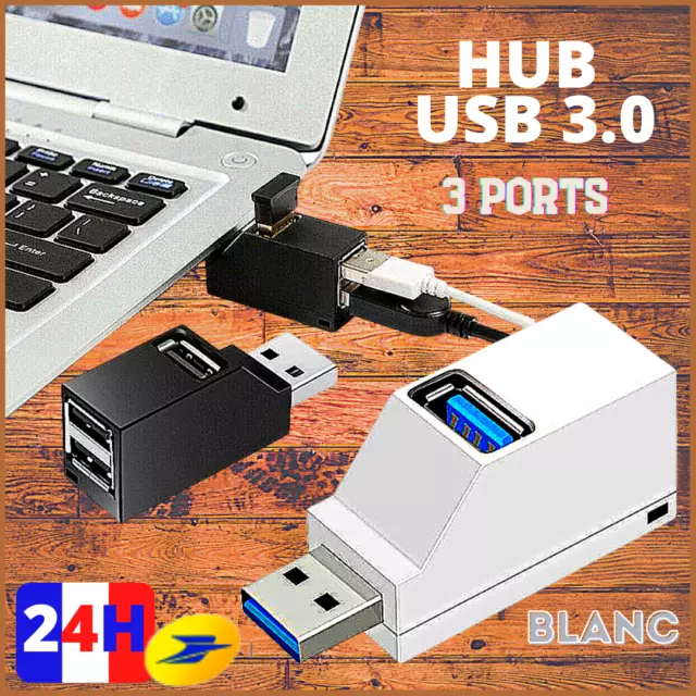 3-Ports Usb 2.0 Hub Usb 3.0 Mini Répartiteur Haute Vitesse Pour Pc