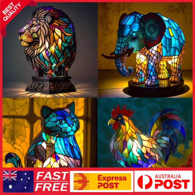Animal Table Lamp Stained Metal Animal Night Light for Bedroom Home Decoration