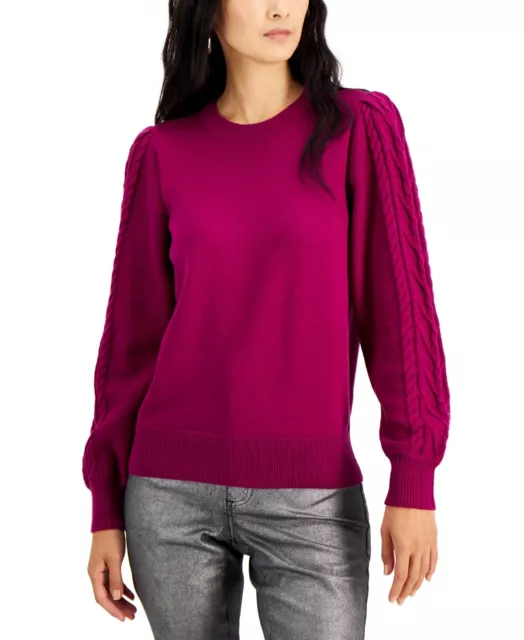 MSRP $80 Inc International Concepts Cable-Sleeve Sweater Purple Size XL