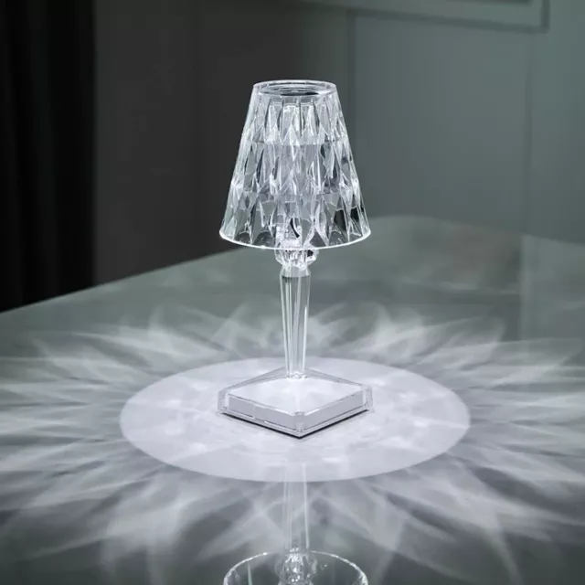 Lampada Da Tavolo Led Ricaricabile Tipo Cristallo Poldina Batteria Touch