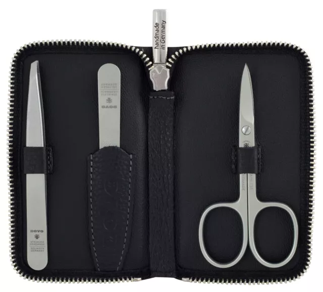 Manicure Set Nr. 3 DOVO Solingen Edelstahl rostfrei LEDER Maniküre-Etui Germany