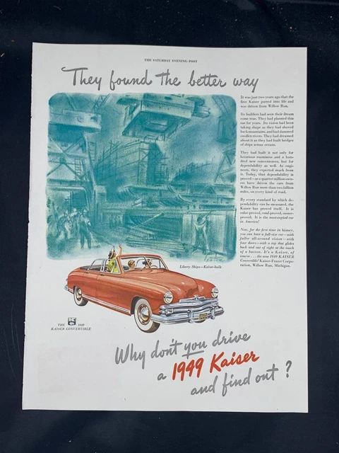 Magazine Ad* - 1949 - Kaiser Convertible
