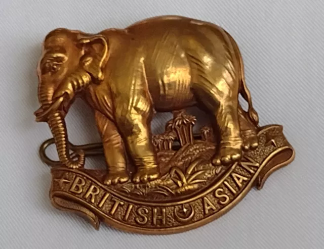 WW1 The King's Colonials British Asian Squadron Cap Badge Brass 2Lug ANTIQUE Org