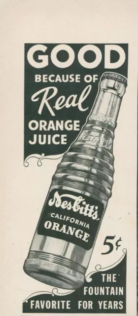 1942 Nesbitts California Orange Soda Real Orange Juice Vintage Print Ad L26