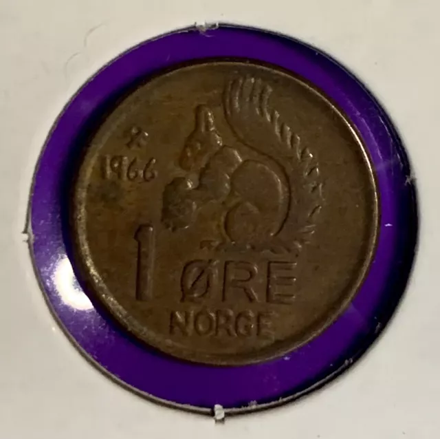 Norway 1 Ore 1966 Squirrel Animal Coin