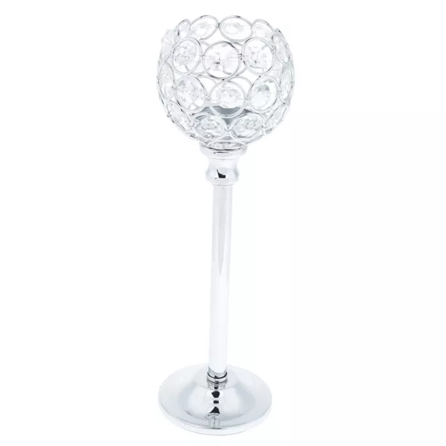 CRYSTAL TEA LIGHT PILLAR CANDLE HOLDER CANDLESTICK WEDDING DECOR Silver -L