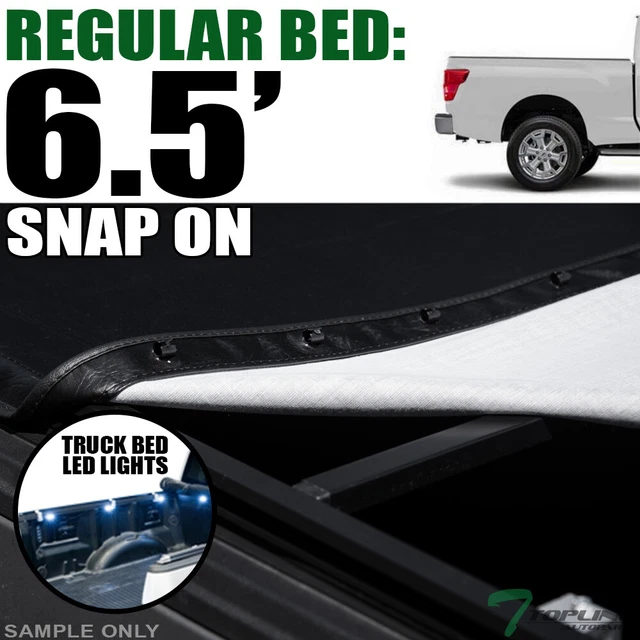 Topline For 2016-2022 Nissan Titan 6.5' Bed Hidden Snap Tonneau Cover+LED Lights