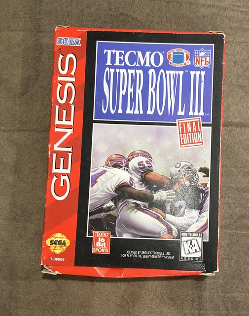 Tecmo Super Bowl III Sega Genesis ~ With Box! ~ Fast Shipping! ~ Authentic!