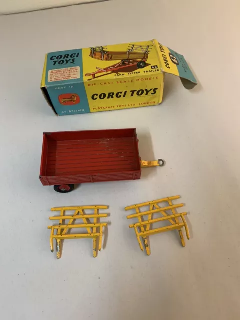 Corgi No 62 Farm Tipper Trailer For Tractor In Original Box 1960’s Model DieCast