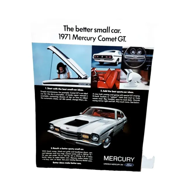 1970 1971 Ford Mercury Comet GT Vintage Print Ad 70s maverick