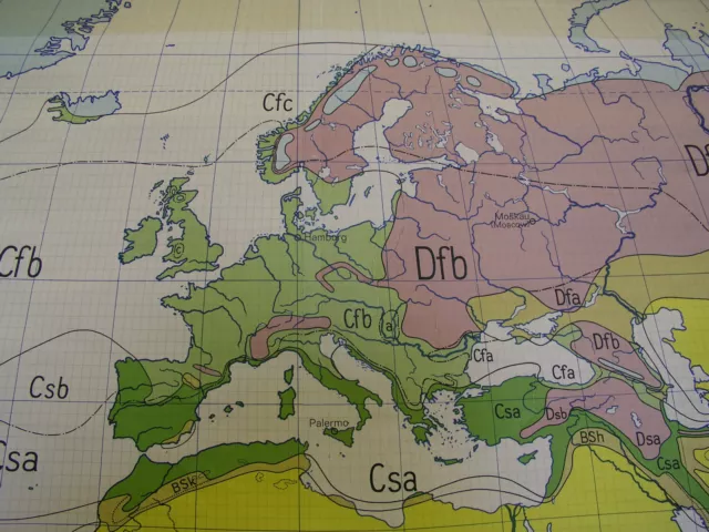 Schulwandkarte schöne alte Klimakarte Weltkarte 210x137 vintage climate map 1953 2