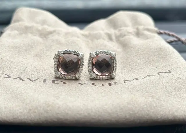 DAVID YURMAN STERLING Silver 9mm Chatelaine Earrings With Morganite ...