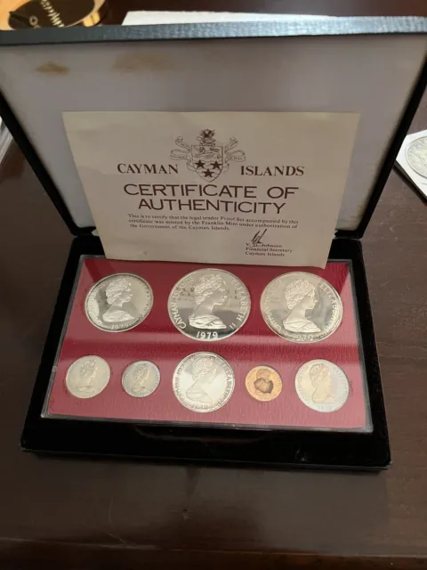 Cayman Islands Proof Set 1979 - Franklin Mint - Sterling Silver Coins - 92.5%