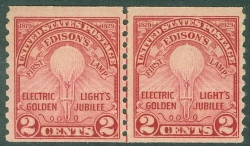 EDW1949SELL: USA 1929 Sc # 656 Line Paar. Po Fresh. Sehr Fein,Postfrisch Nh. Cat