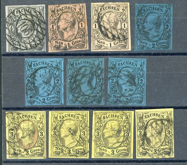 Sachsen: Lot ex Mi.Nr.8/11 gestempelt. Mi: 205,-