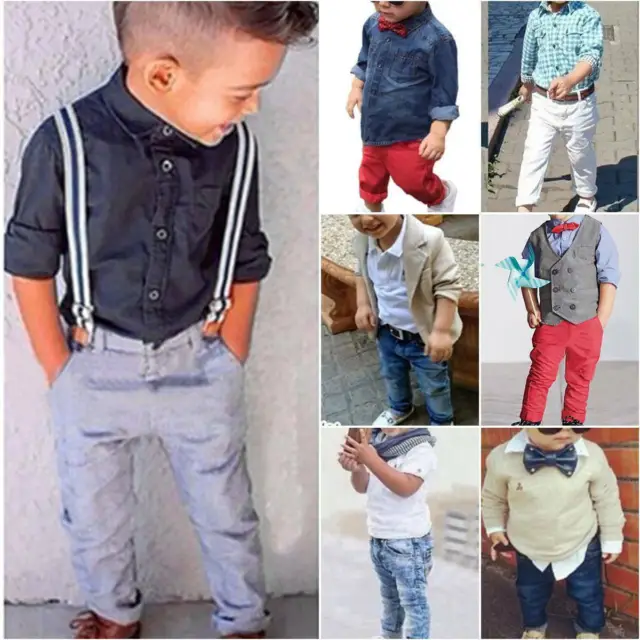 Kids Baby Boys Gentleman Outfits Suit Tops Toddler Clothes Set Long Pants Casual