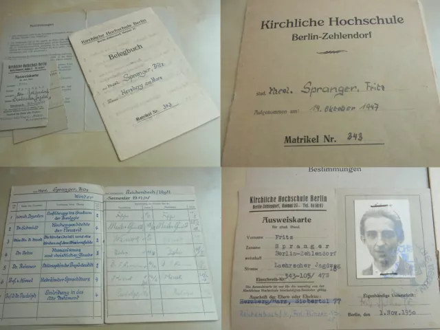 Kirchliche Hochschule BERLIN: Ausweise & Belegbuch ab 1947, SIGNATUREN Dozenten