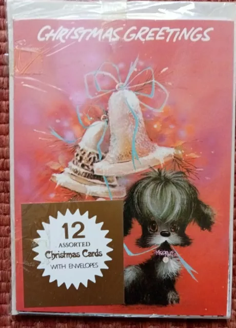 Vintage Christmas Greeting Cards Unused Happy Merry Job Lot Dozen Pack of 12