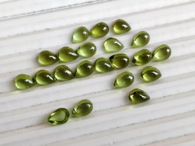 8x6 MM Poire Cabochons Naturel Péridot Olivine non Chauffé Gemmes Vert Olive