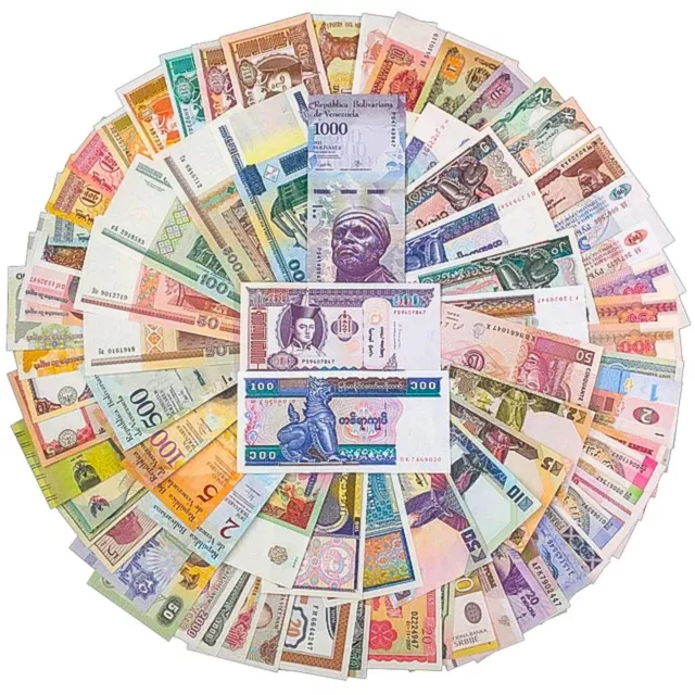 50 Mixed World Banknotes | 25 Unique Countries | Genuine Currency | UNC Notes