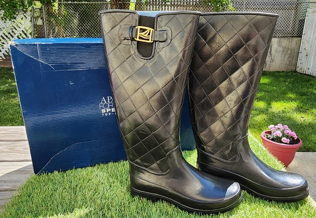 SPERRY Top-Sider Pelican Size 7M black quilted fleece-lined SNOW RAIN BOOTS EUC