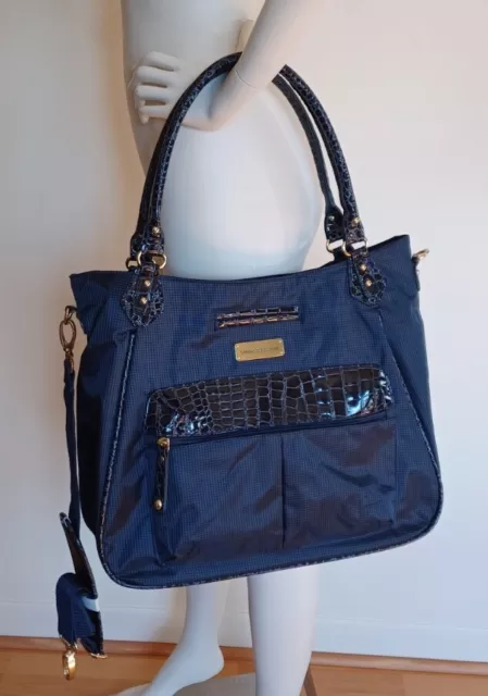 Samantha Brown Navy Blue Croc Skin Embossed Tote Travel Shoulder Bag Carry On