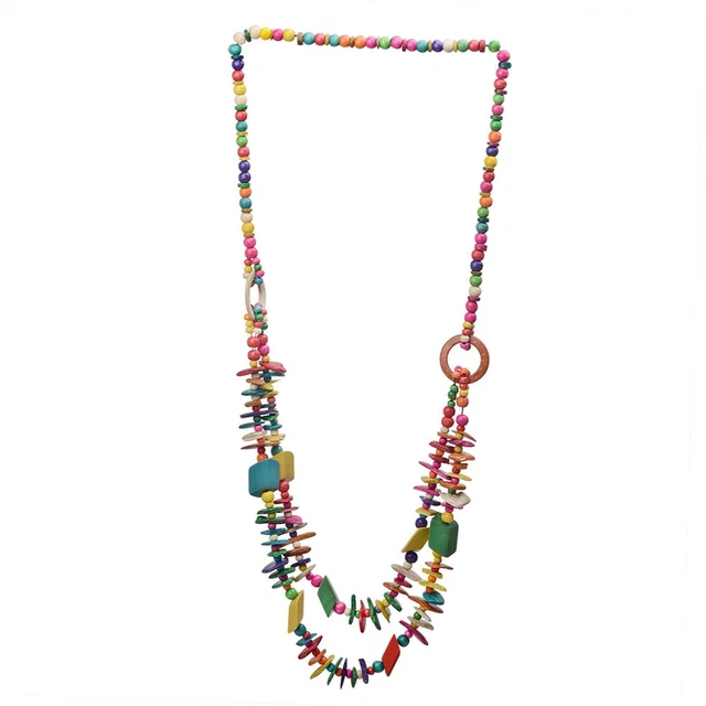Collier de perles de bois Colliers de Bohême à double couche pour l'usure