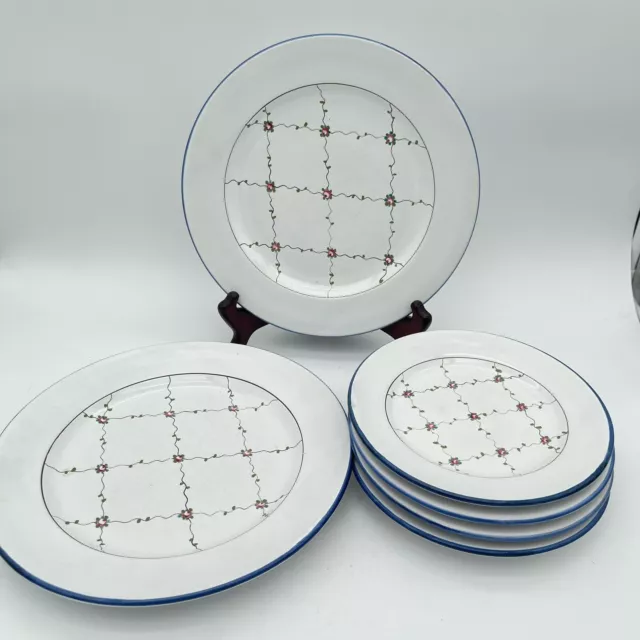 6 Rare Pour La Verrerie de Biot French Hand Painted Ceramic Dinner Salad Plates