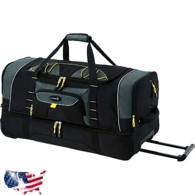 36" 2-section Rolling Duffel Bag Luggage Suitcase with Blade Wheels Travel Black