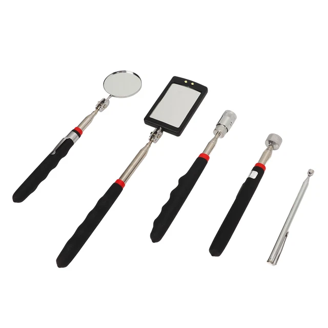 Miroir D’Inspection Télescopique Avec Aimant – Tige Ajustable, Rotation 360°, Lumières LED – Pour Mécanique, Plomberie, Bricolage