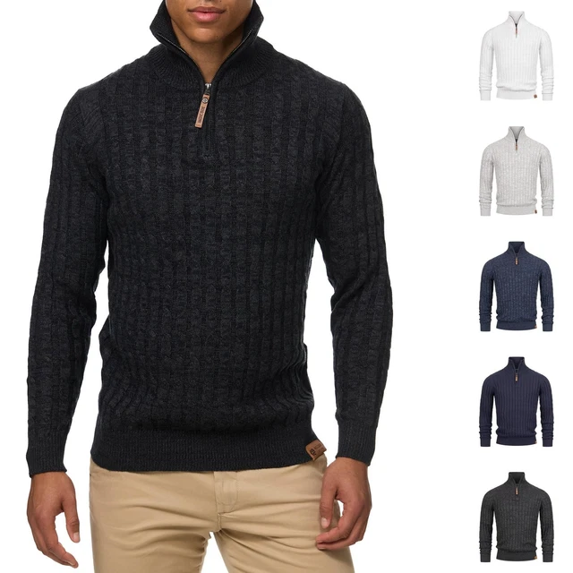 Pull Col Zip Enzo Di Capri - Laine Chaude Blanche - Fermeture Brandebourg - Taille XL