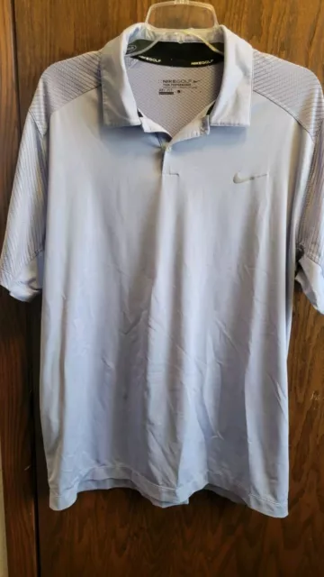 Nike Golf Polo Mens Large Dust Blu Short Sleeve Dri Fit  Performance Shirt Sport