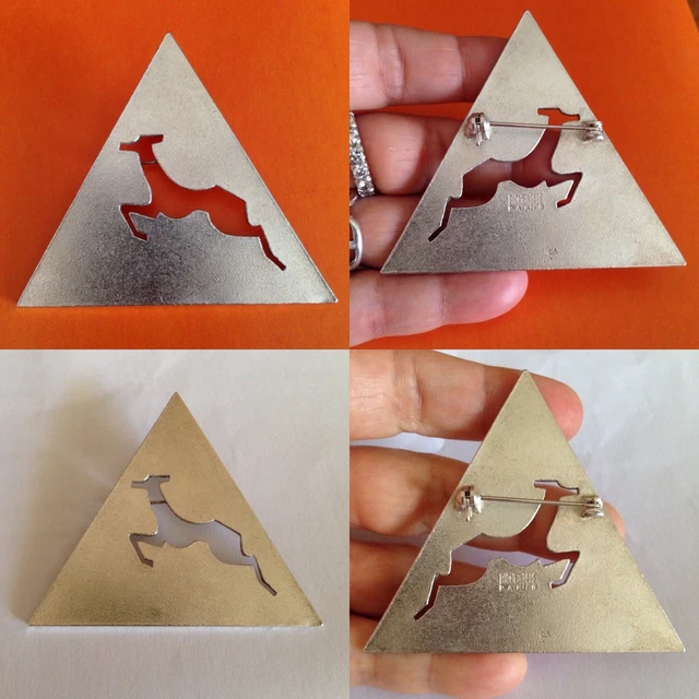 Broche Signée Biche De Berre - Métal Argenté Branches Entrelacées - Occasion