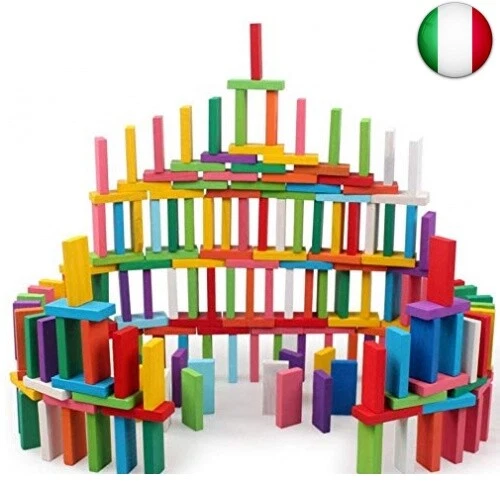 YIQI Set di Blocchi di Domino in Legno colorato 120 Pezzi, Gioco educativo per