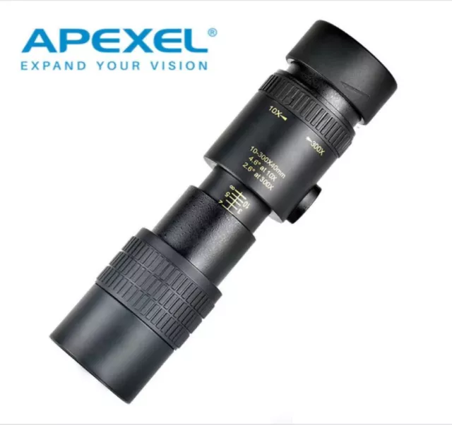 APEXEL 4K HD 10-300X40mm Super Telephoto Zoom Monocular Telescope With Tripod
