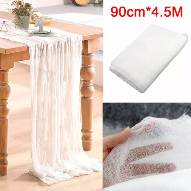 Cheesecloth Table Runner Rustic Gauze Fabric Table Cloth Wedding Decor 90cm*4.5M