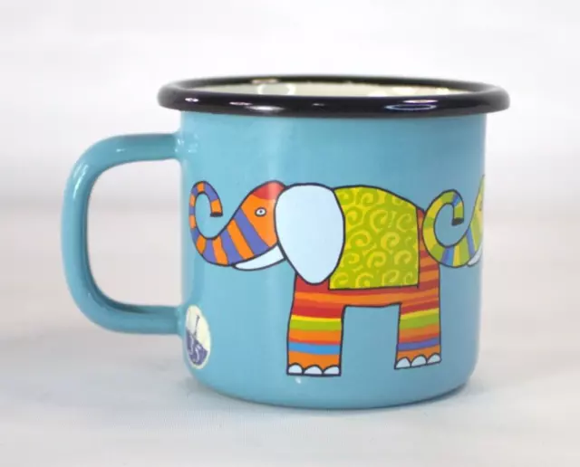 EUC Smaltum Enamelware Blue Colorful Elephant Espresso Shot Coffee Mini Mug