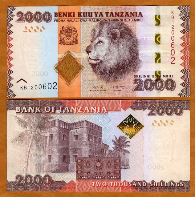 Tanzania 2000 shillings ND (2020) P-42-New UNC Lion