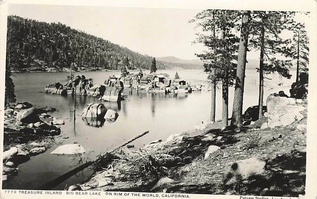 c1920 RPPC Birds Eye Aerial View Treasure Island Big Bear Lake CA  Real Photo P2