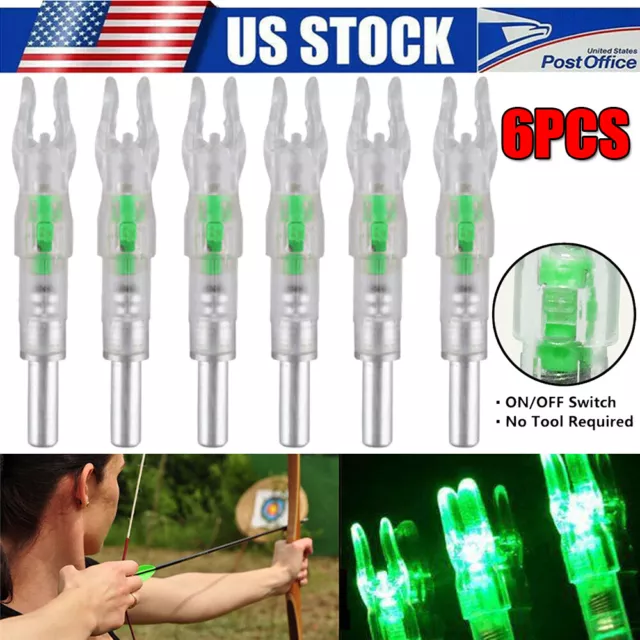 6Pcs LED Lighted Nocks 6.2mm Shooting Archery For Compound Bow Arrow Nocks