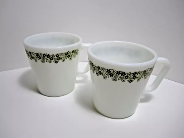 Set of 2 Vintage PYREX Crazy Daisy Spring Blossom Coffee Tea Cups Mug Milk Glass