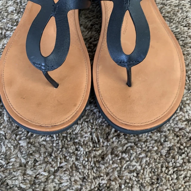 FitFlop Black Leather Thong Sandals Slip On Shoes Sz.8 Flip Flops 3