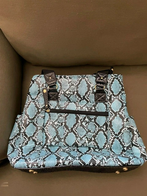 Samantha Brown Python Embossed METRO TOTE in TURQUOISE/ BLACK nwt 7