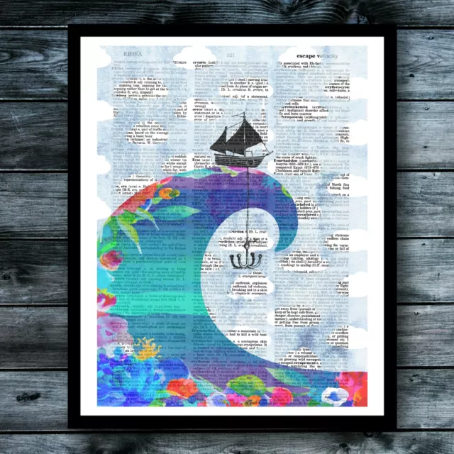 Ocean Vintage Dictionary Art Print Sea Nautical Beach Anchor Modern Wall Decor